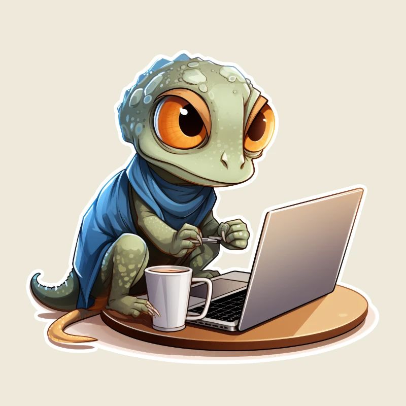 Süßer Gecko Internet Kaffee Nerd Lustig Shirt