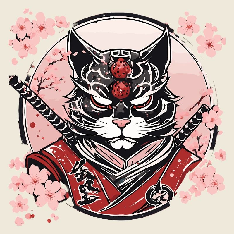 Dämonischer Kawaii Neko Samurai : Katzen-Samurai