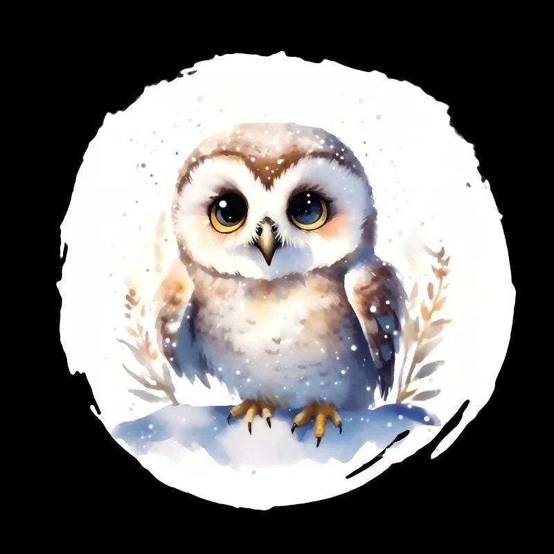 Schnee Eule Aquarell