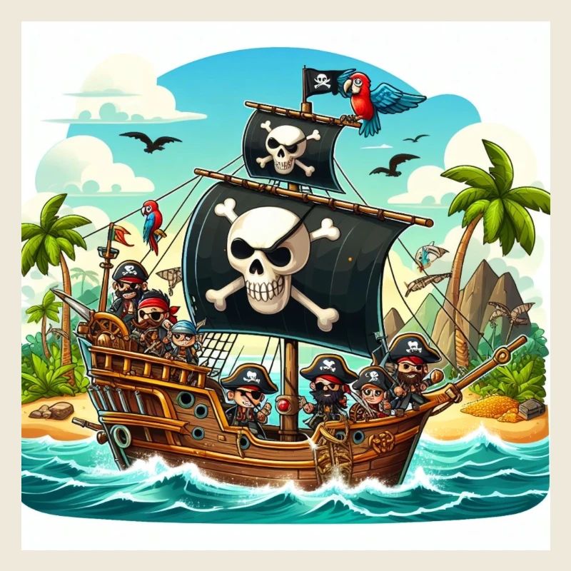 Bateau pirate en haute mer