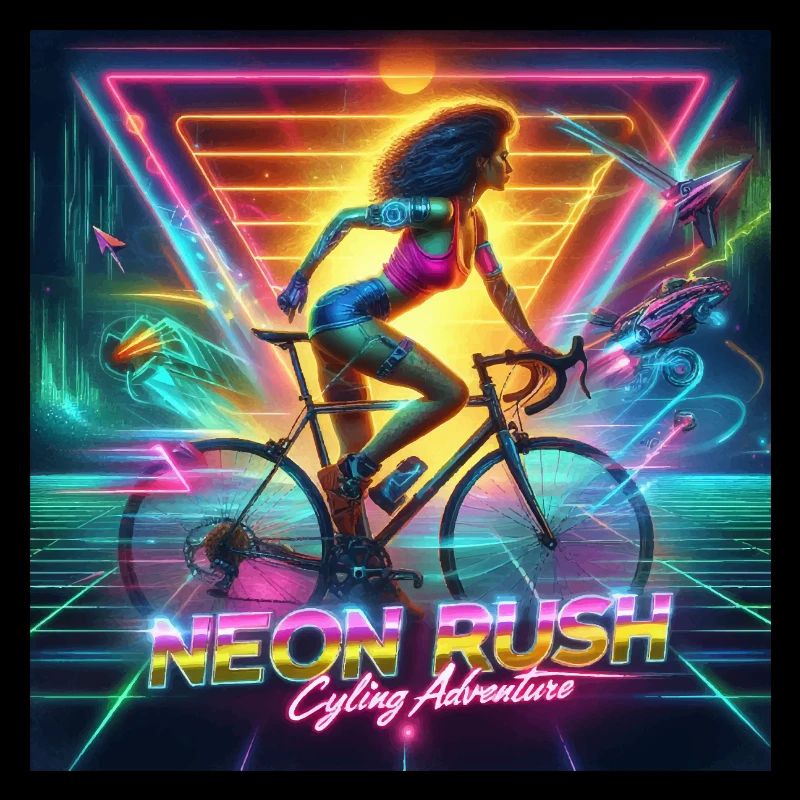 Neon Rush - Affiche de style cyclisme fille des années 80