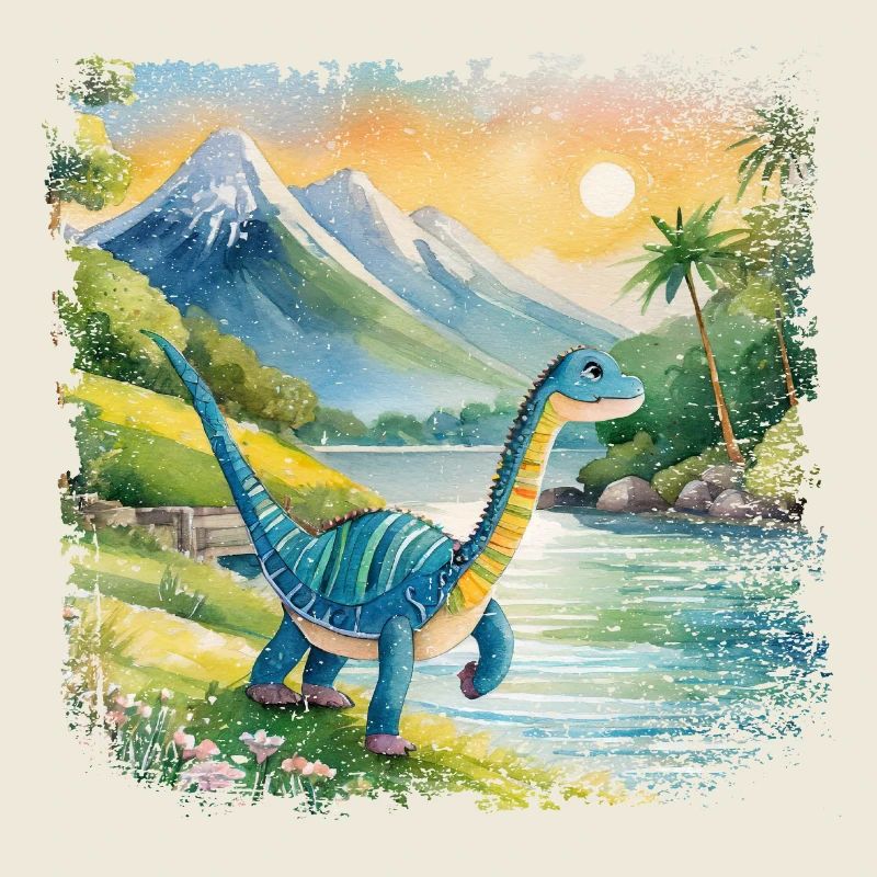 Niedlicher junger Thesaurus Kinderbuchstil Aquarel