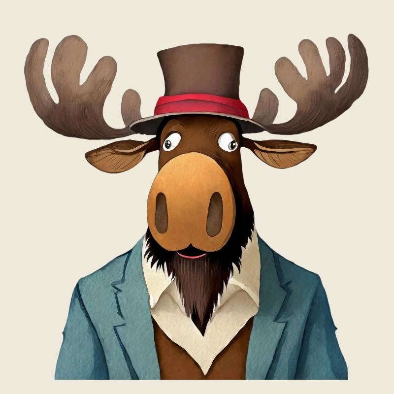 funny moose in a hat