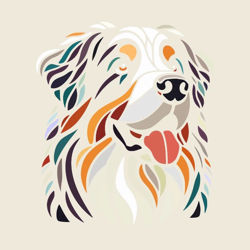 Mehrfarbiger Berner Sennenhund Kopf Geom Kunst
