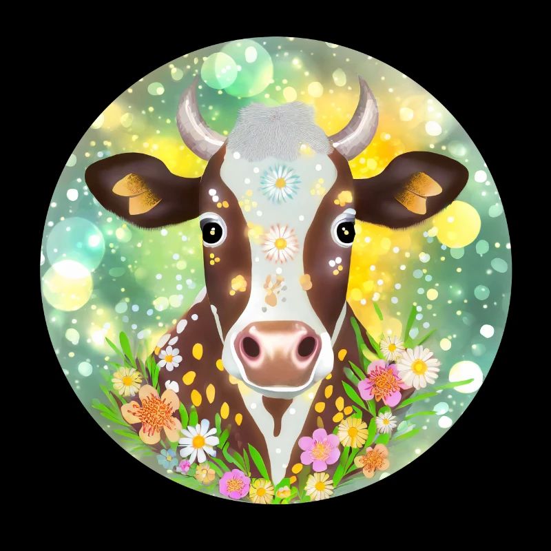 T Shirt Motiv Kuh mit Blumenschmuck Geschenkidee