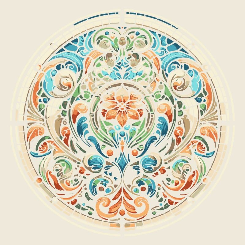 Buntglasfensters mit einem floralen Design