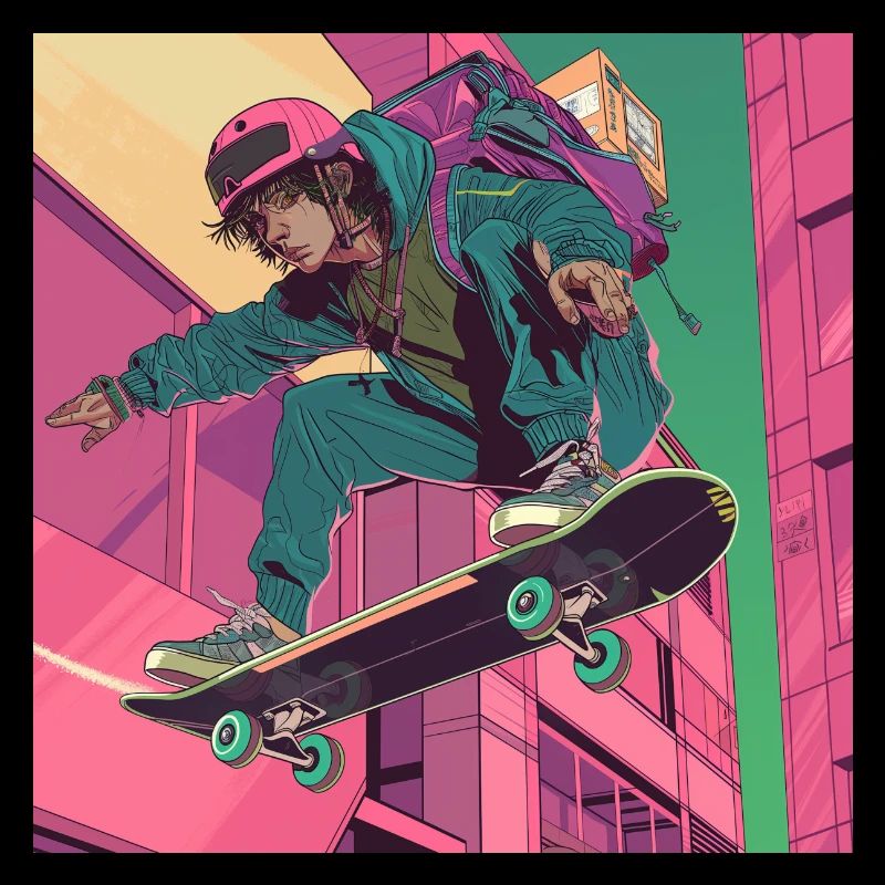 Années 80 Anime Guy Calmant Impression de mode de haute qualité