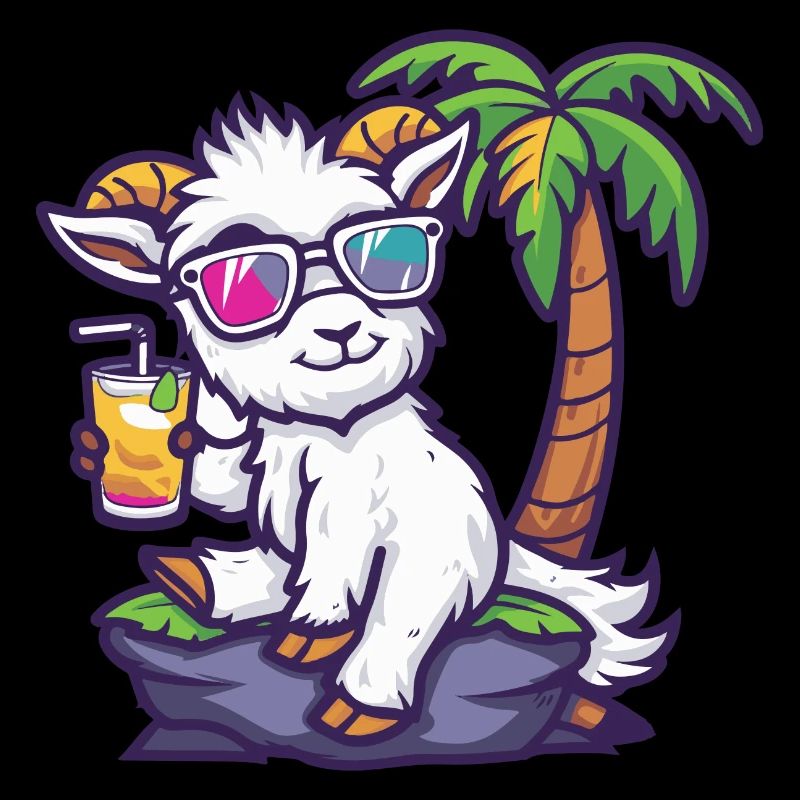 Mountain Goat Summer Beach Comic