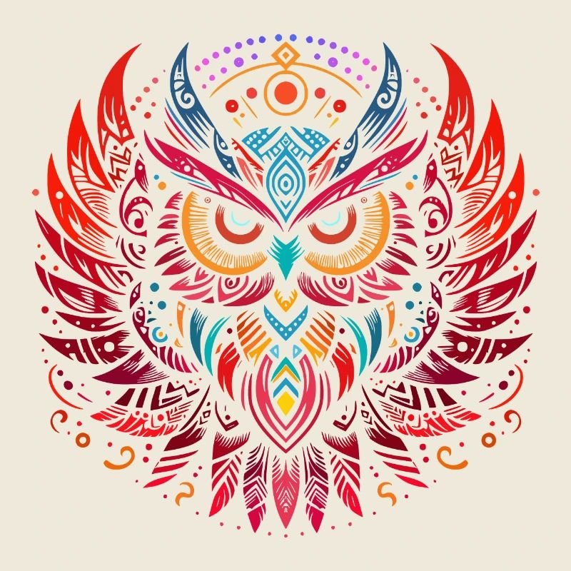Tribal Eule Mehrfarbig Vogel Eule Geometrisch