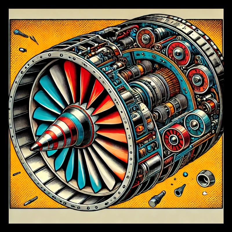 Turbine Unleashed: Comic Art - Flugzeug Turbine