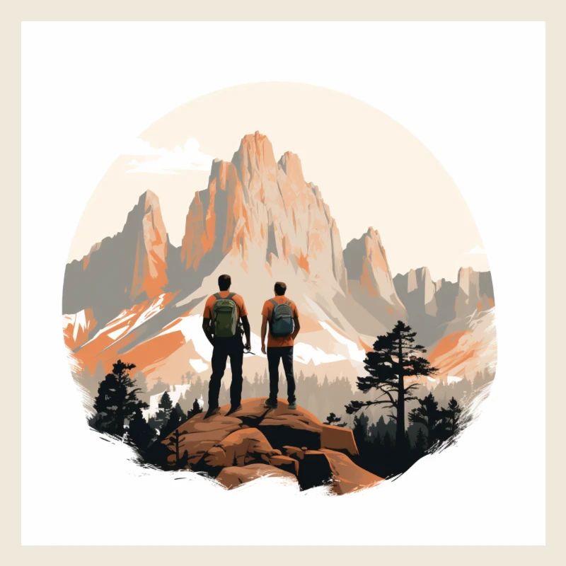 Wanderer vor Alpenlandschaft