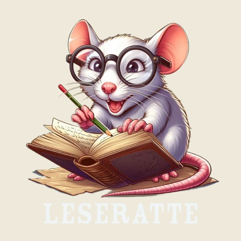 Bookworm with glasses and book