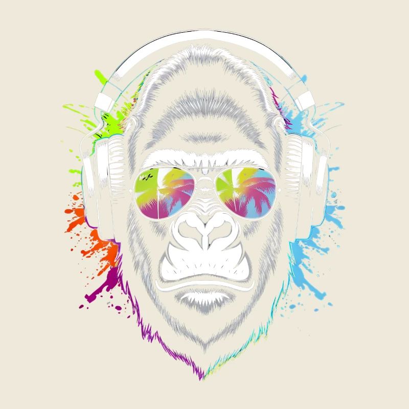 Monkey avec écouteurs DJ et lunettes de soleil