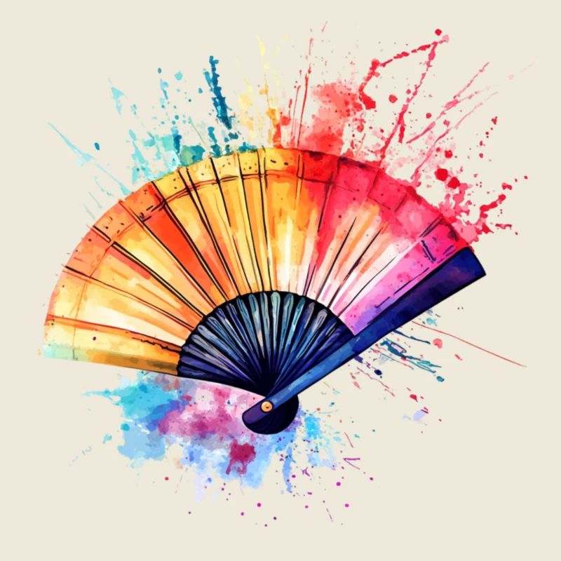 Lebendiger Aquarell-Fächer