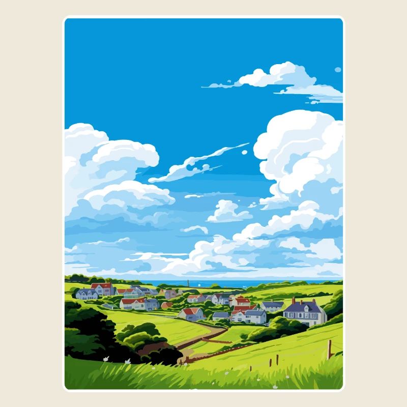 Crantock, Cornouailles, Angleterre, Affiche de voyage, Souvenir