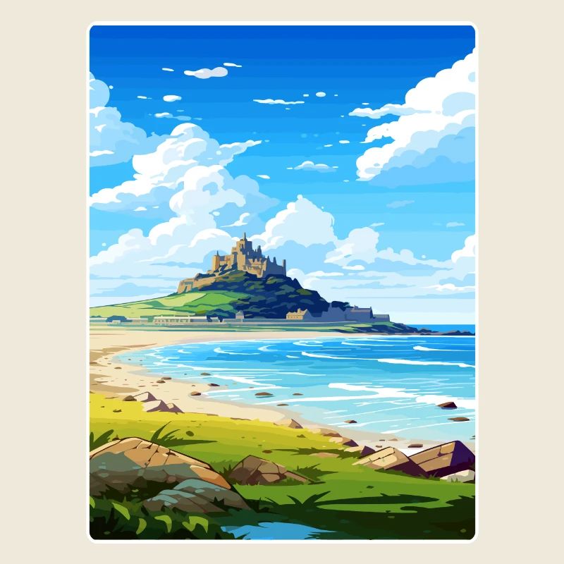 Marazion Cornouailles Angleterre Affiche de voyage souvenir