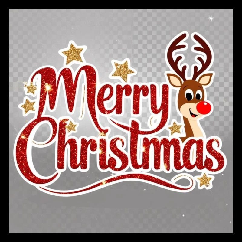 Merry Christmas Reindeer Glitter Script