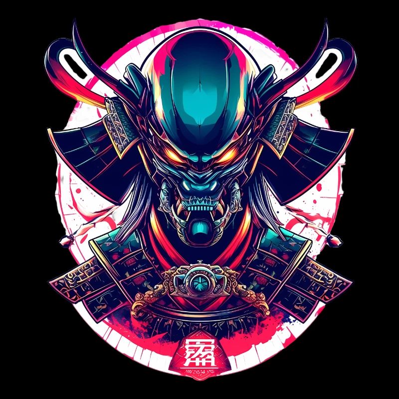 Futuristic Samurai Warrior - Cyberpunk Alien Mask