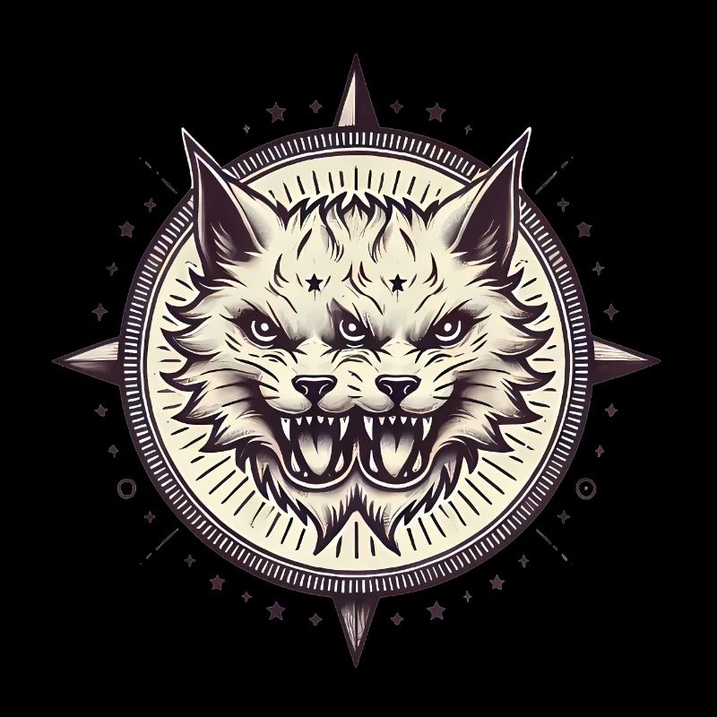 Doppelköpfiges Gothic Katze Emblem