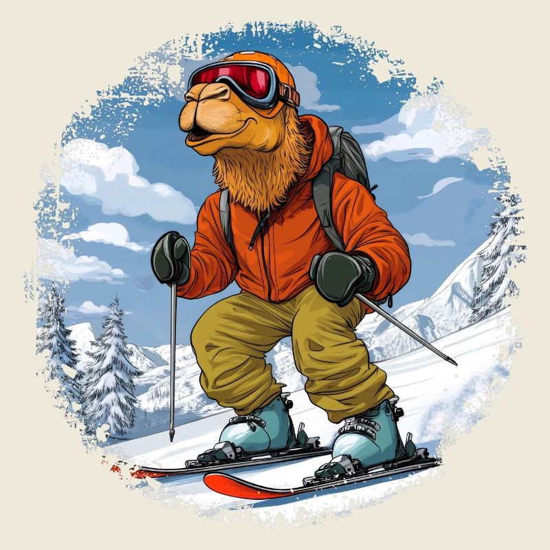 Skieur à dos de chameau