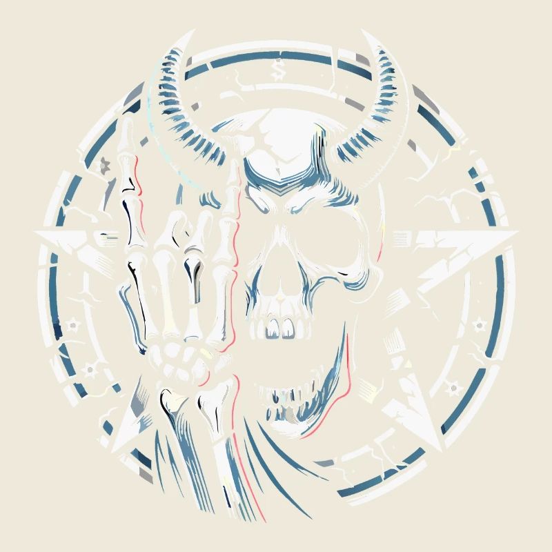 Skull mit Hörnern Pentagramm macht devil horns