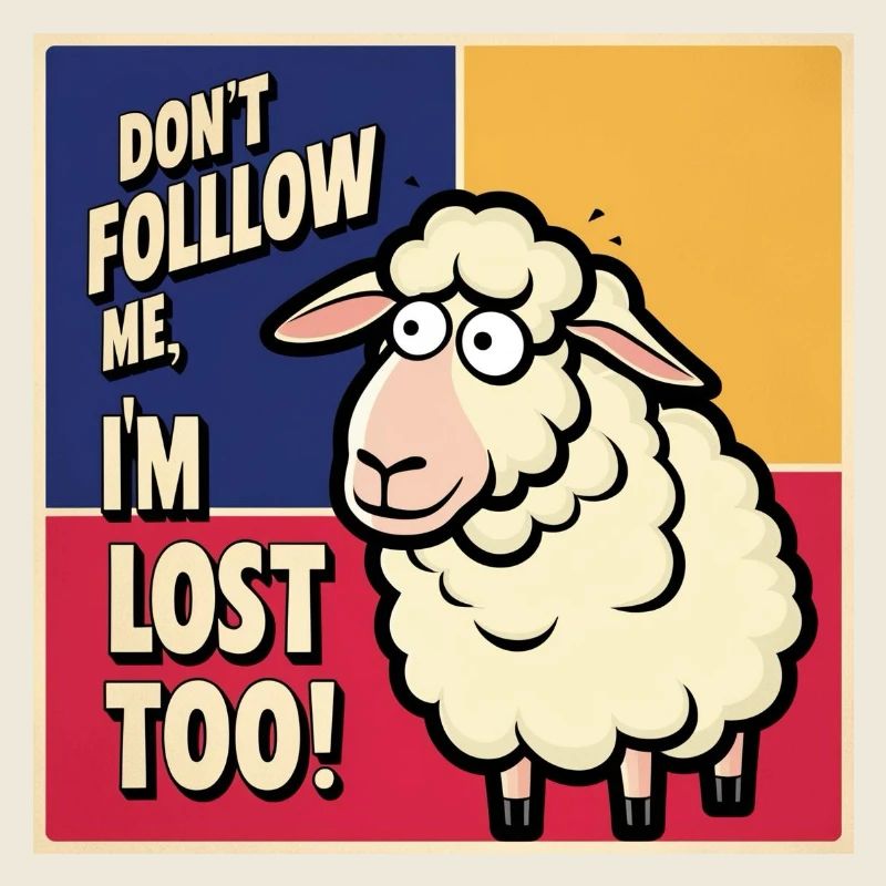 Schaf "Don t follow me - i m lost too!"