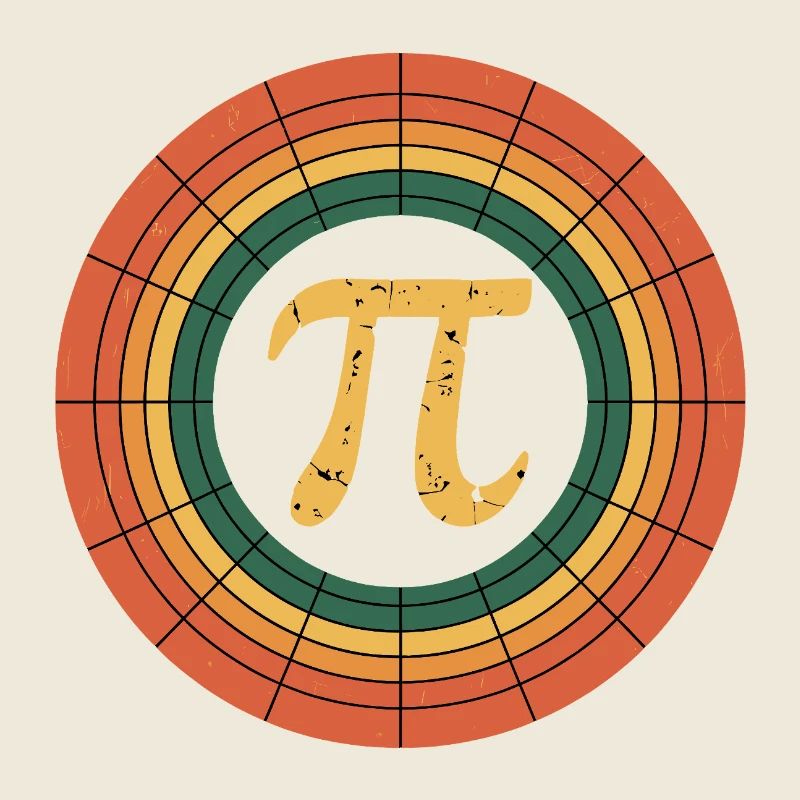 Retro Style Pi Tag Geometric Pattern Art