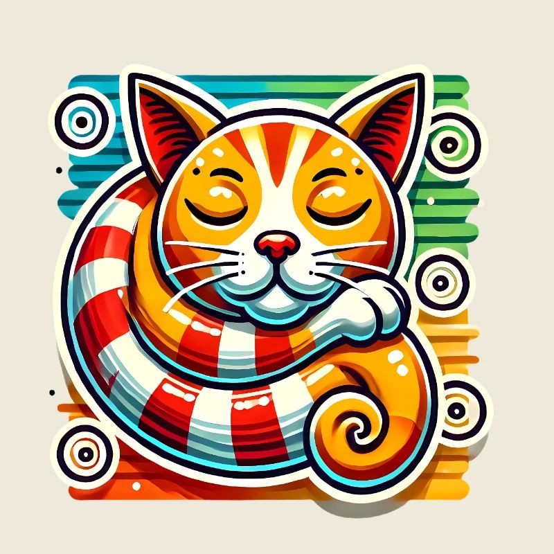Conception d'autocollant PopArt de chat endormi