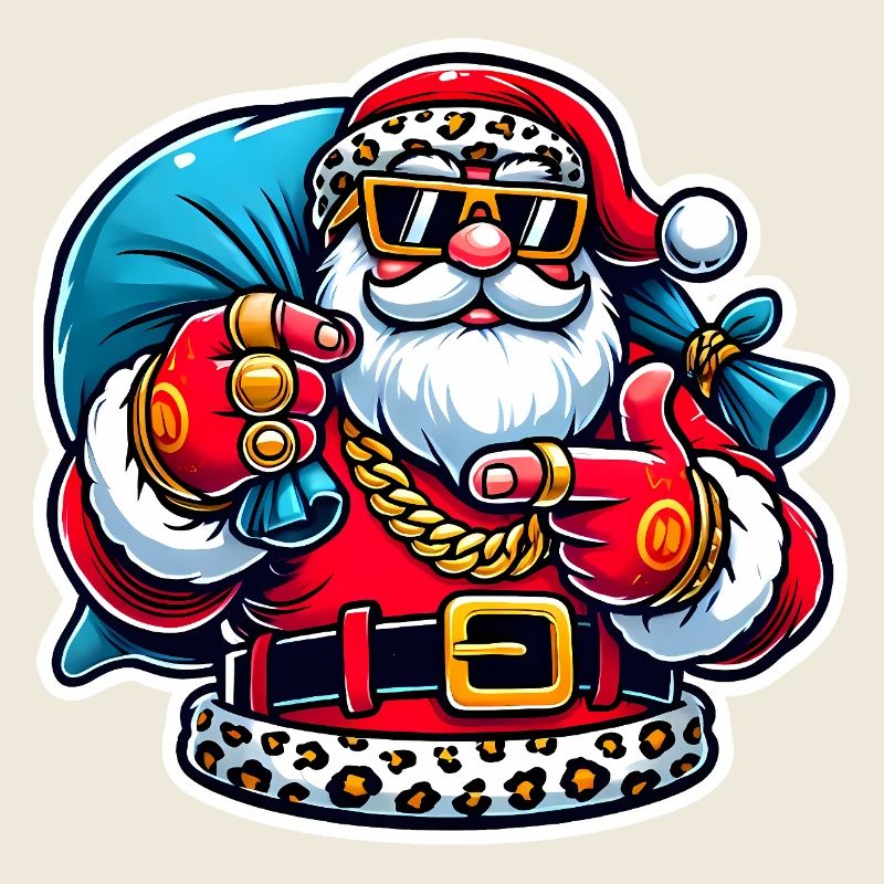 Cooler Weihnachtsmann mit Swag-Aufkleber-Design