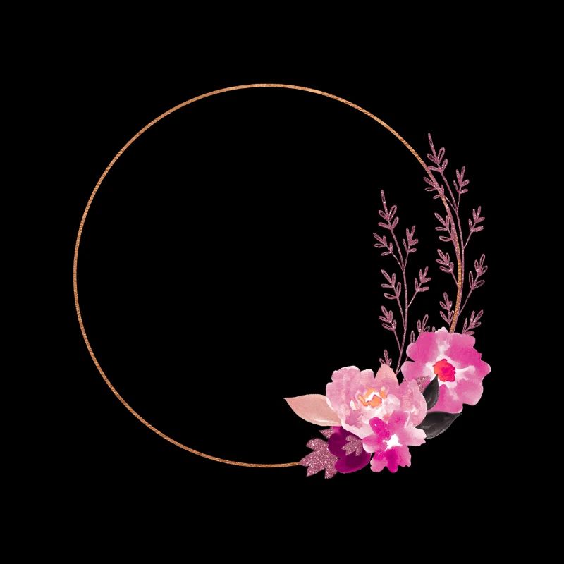 Gold frame with pink-red flowers – noble & playful