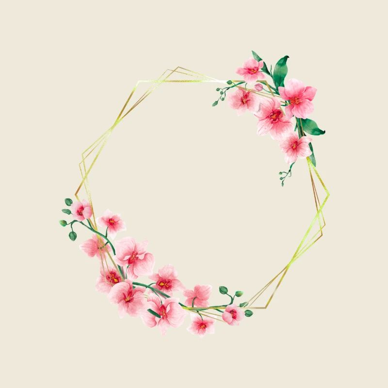 Elegant and Floral Circle Frame with Flowers