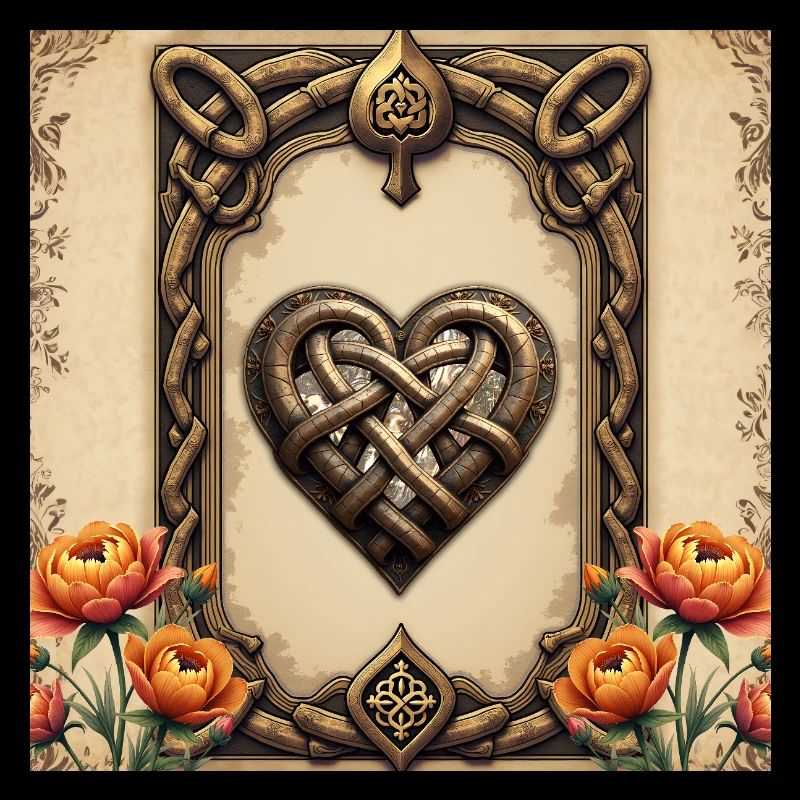 Celtic Heart Linked with Flowers