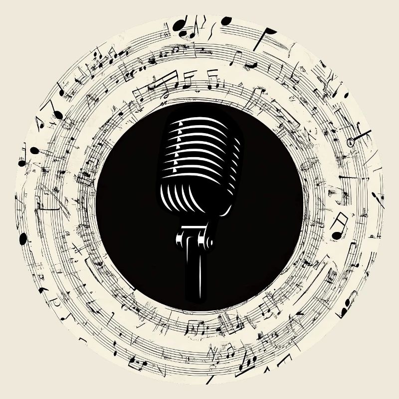 Microphone Musical Notes Art