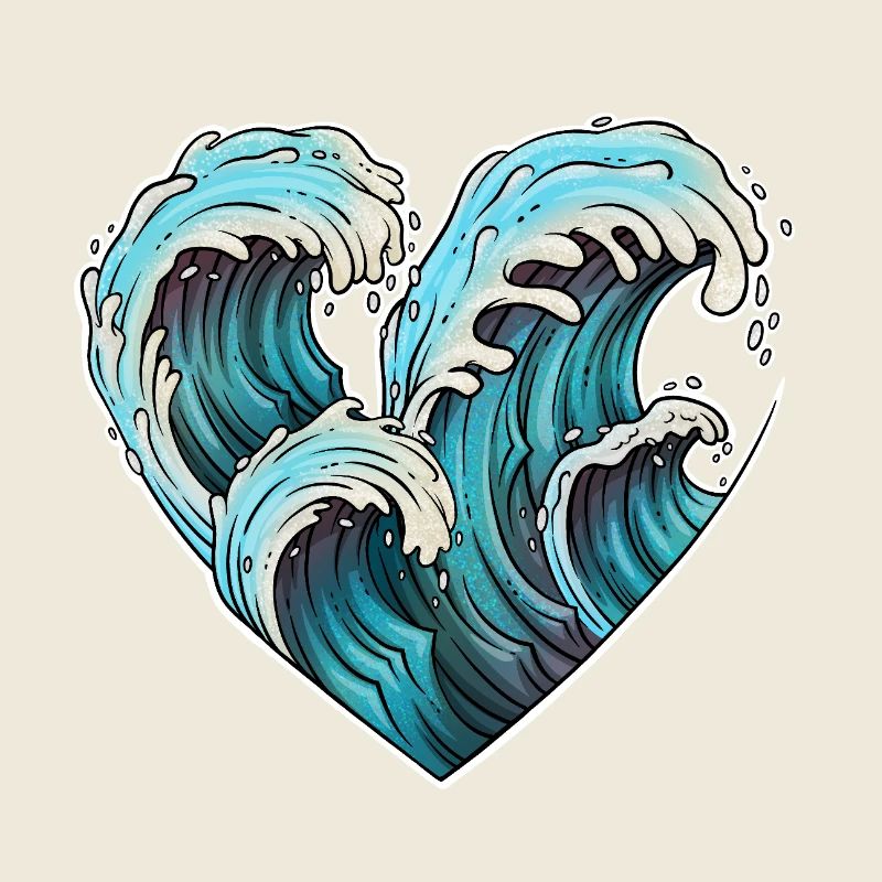 Illustration de cœur de vague
