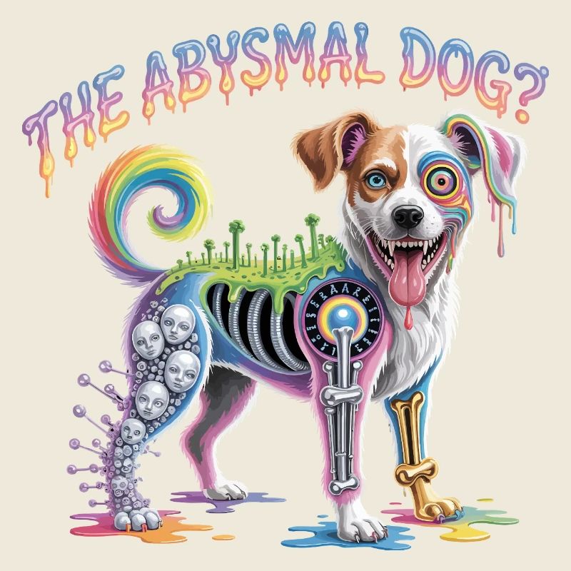 Illustration de chien abyssimal psychédélique