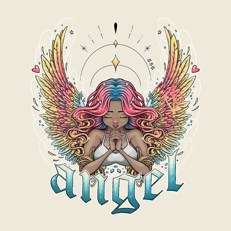 Ange céleste aux ailes multicolores