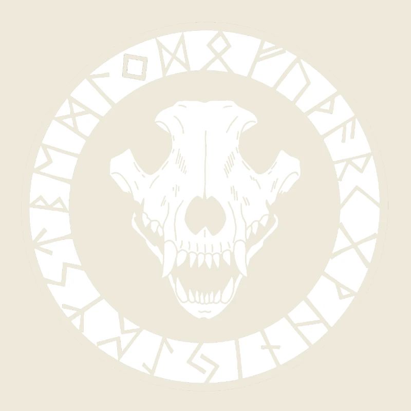 White Viking Wolf Skull