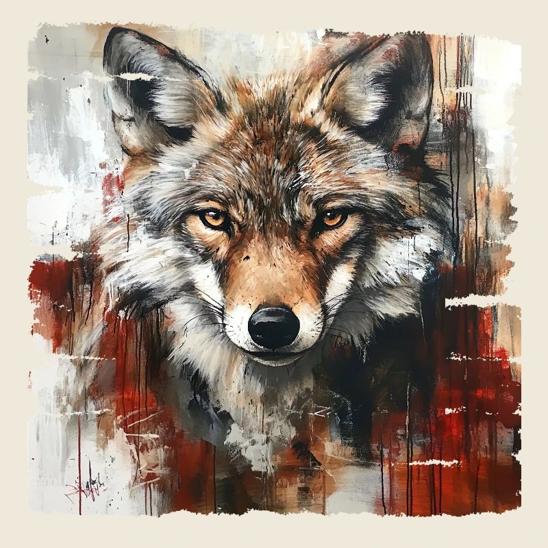 Expressive Wolf Portrait Art Design