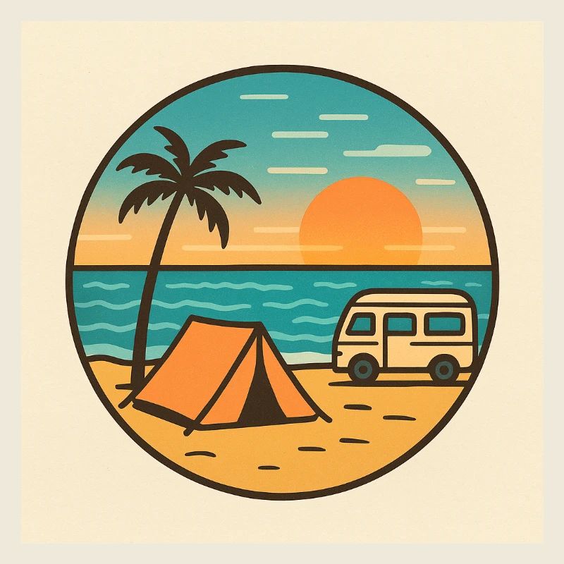 Coucher de soleil sur la plage avec tente