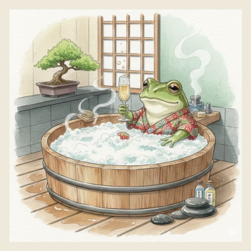 Elegant Frogsome Bath Time Scene