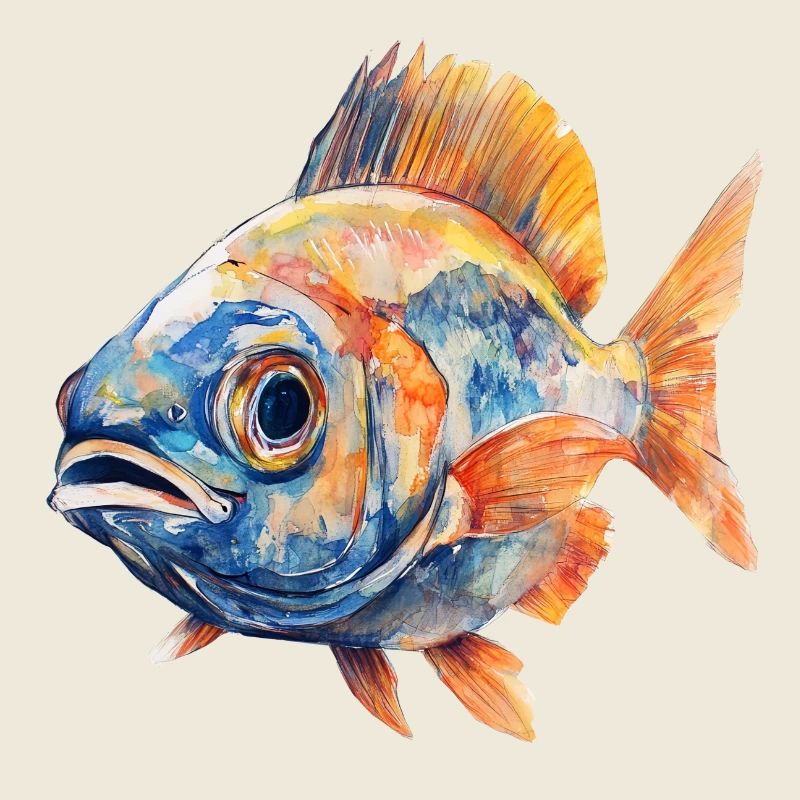 Watercolor Fish Color Explosion