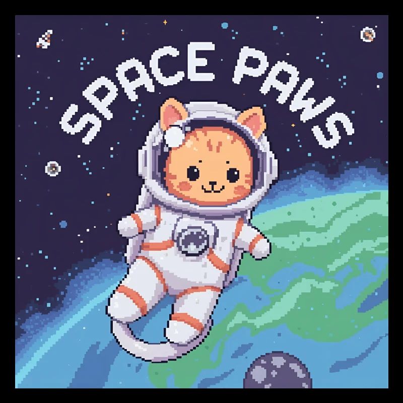 Space Paws - Pixel Cat Astronaute
