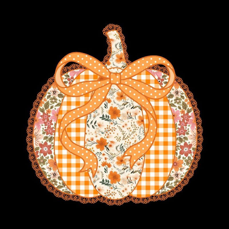 Flower pumpkin with gingham ribbon