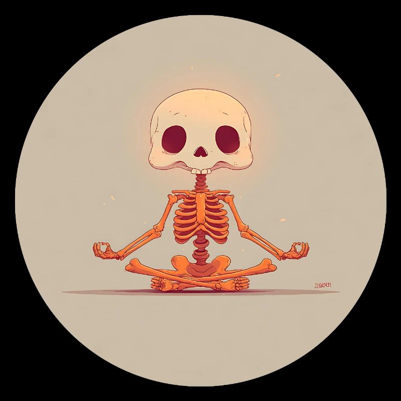 Skeleton Meditation Pose in Orange