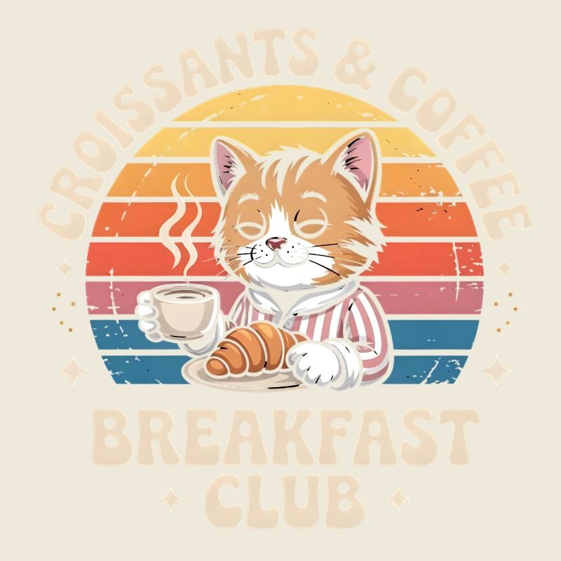 Chat Café Retro Petit Déjeuner