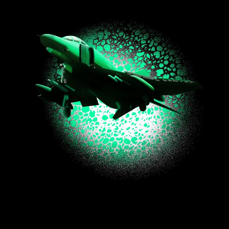 Jet de néon dans le halo vert