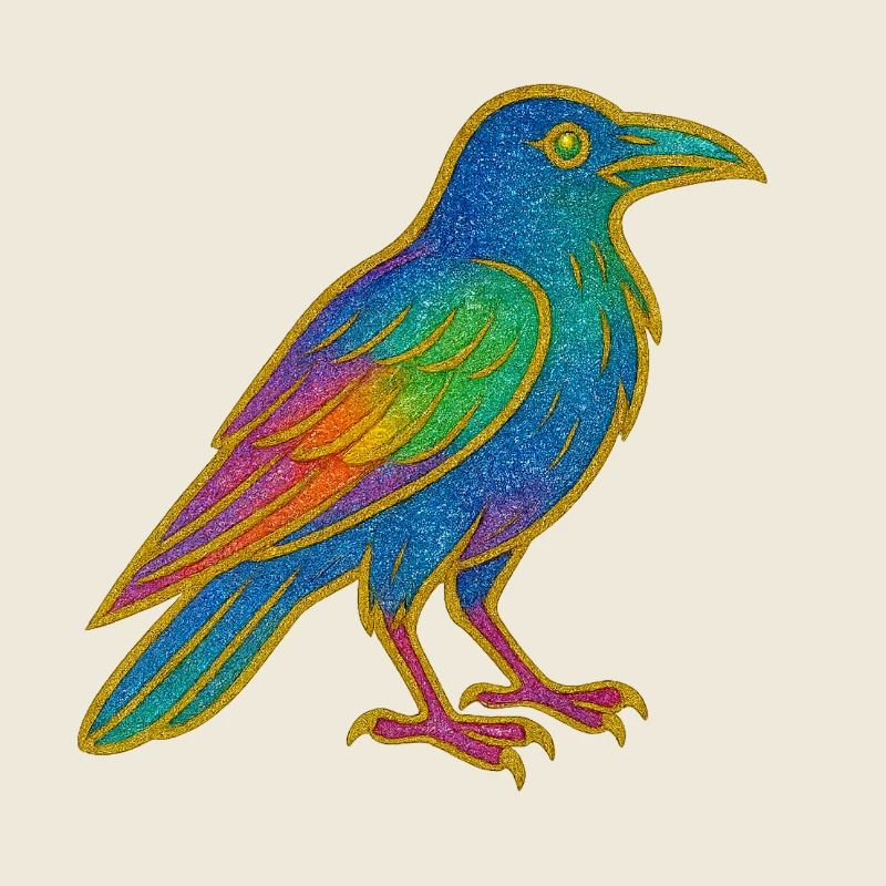Conception de patch de corbeau arc-en-ciel
