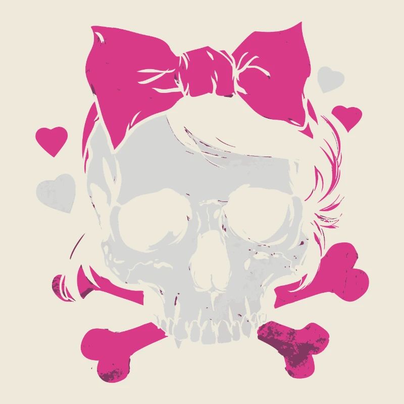 Pink Skull with Braids and Bows