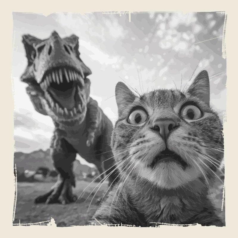 Cat Selfie with T Rex Chaos Motif