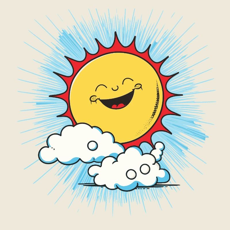 Soleil souriant au-dessus des nuages